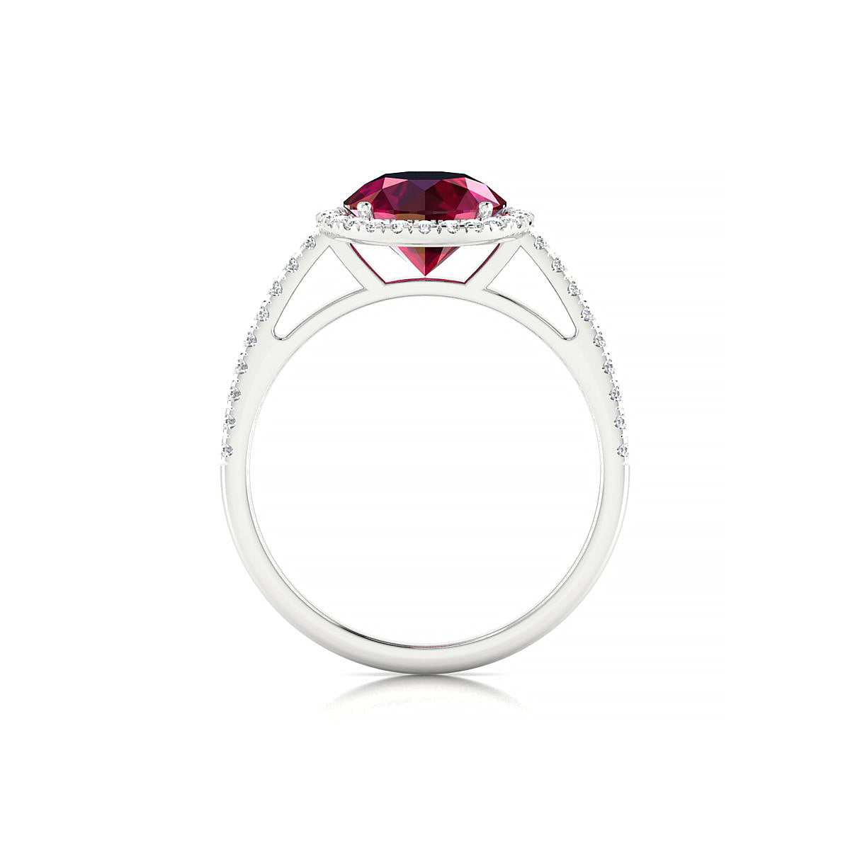 Sunrise | 18k White Gold 8 mm Round Ruby Ring