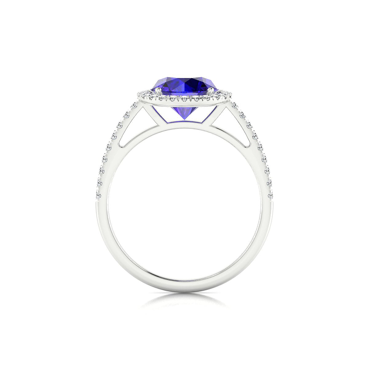 Sunrise | 18k White Gold 8 mm Round Tanzanite Ring