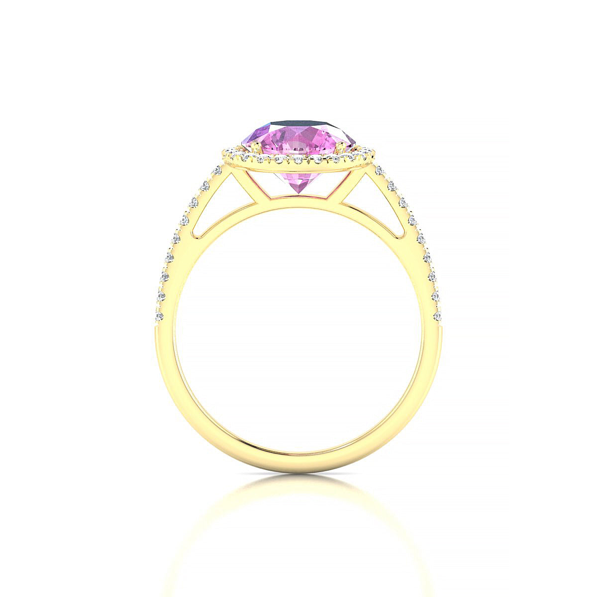 Sunrise | 18k Yellow Gold 8 mm Round Pink Sapphire Ring