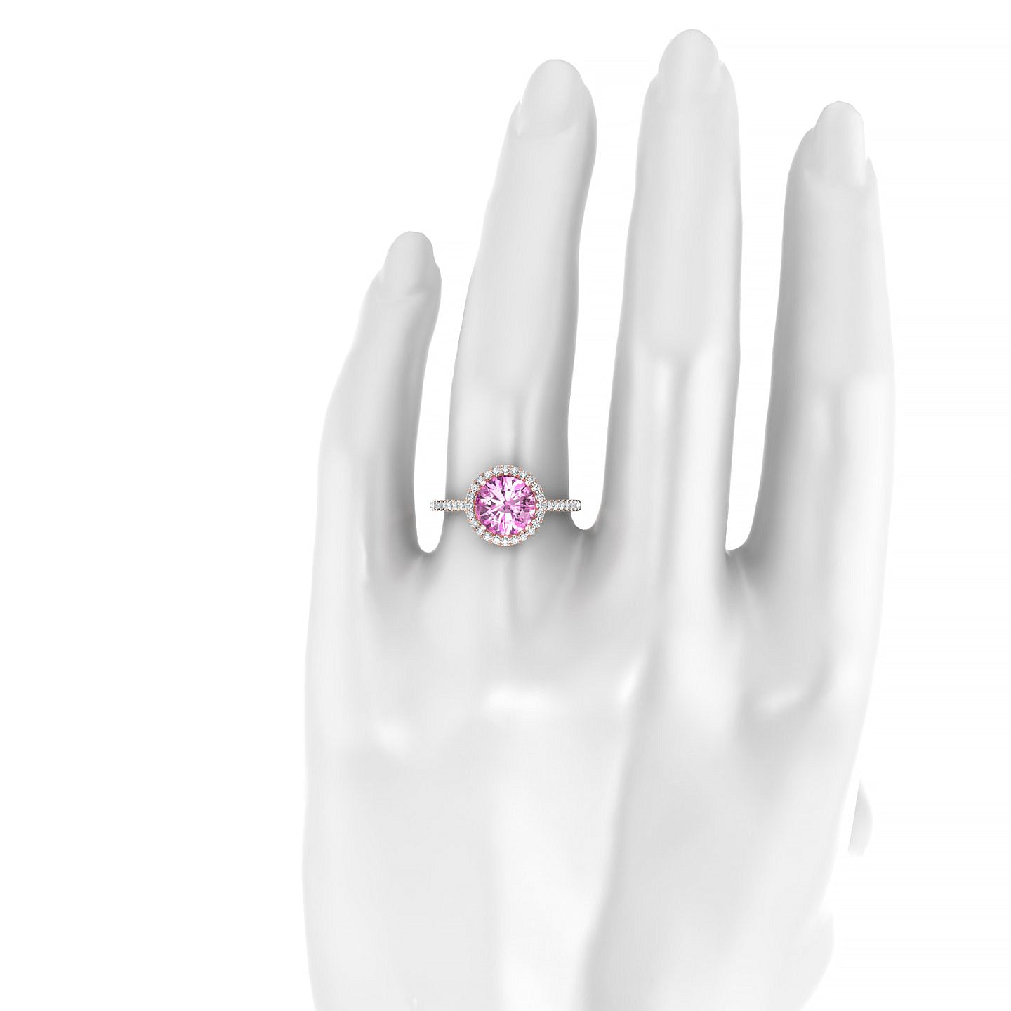 Sunrise | 18k Rose Gold 8 mm Round Pink Sapphire Ring