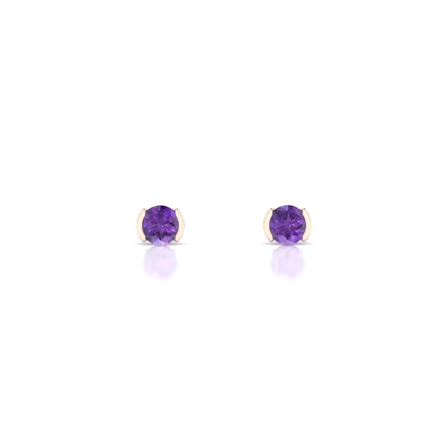 Suspense | 18k Rose Gold 3 mm Round Amethyst Earrings