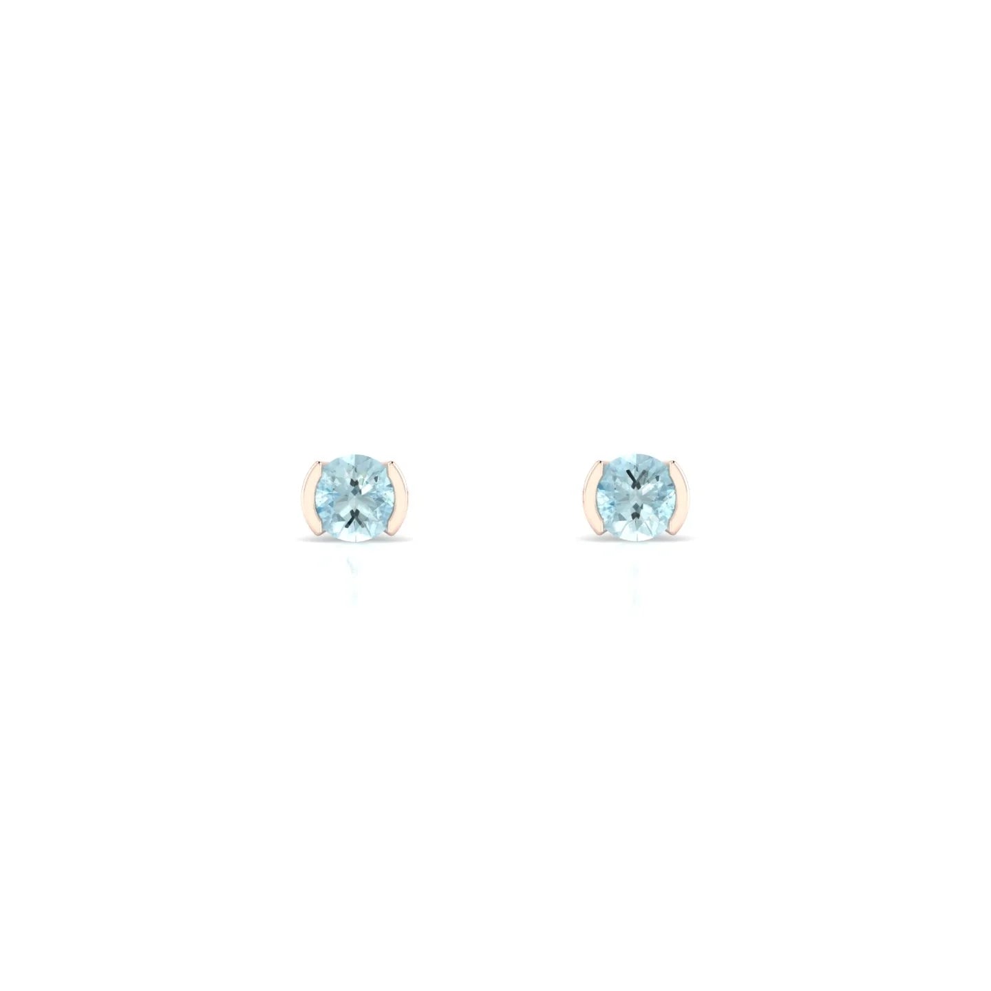 Suspense | 18k Rose Gold 3 mm Round Aquamarine Earrings