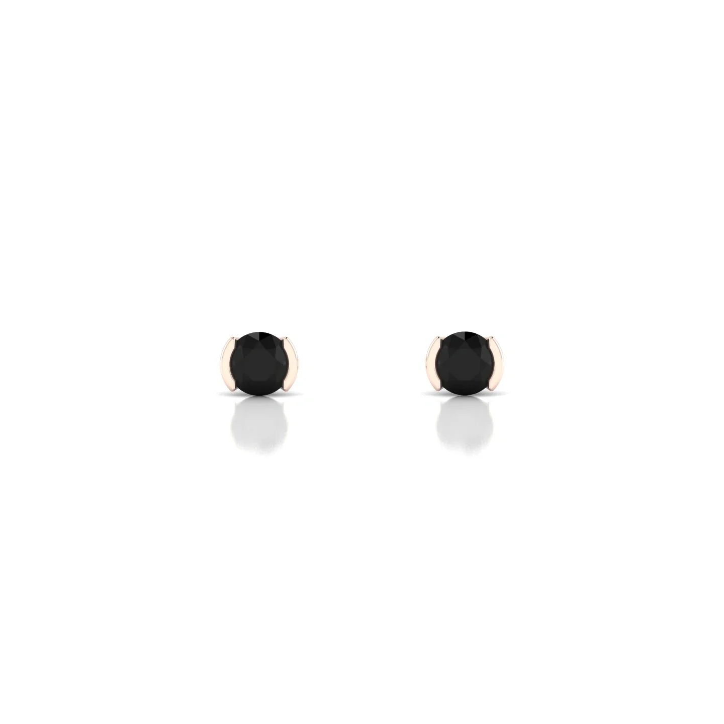 Suspense | 18k Rose Gold 3 mm Round Black Diamond Earrings