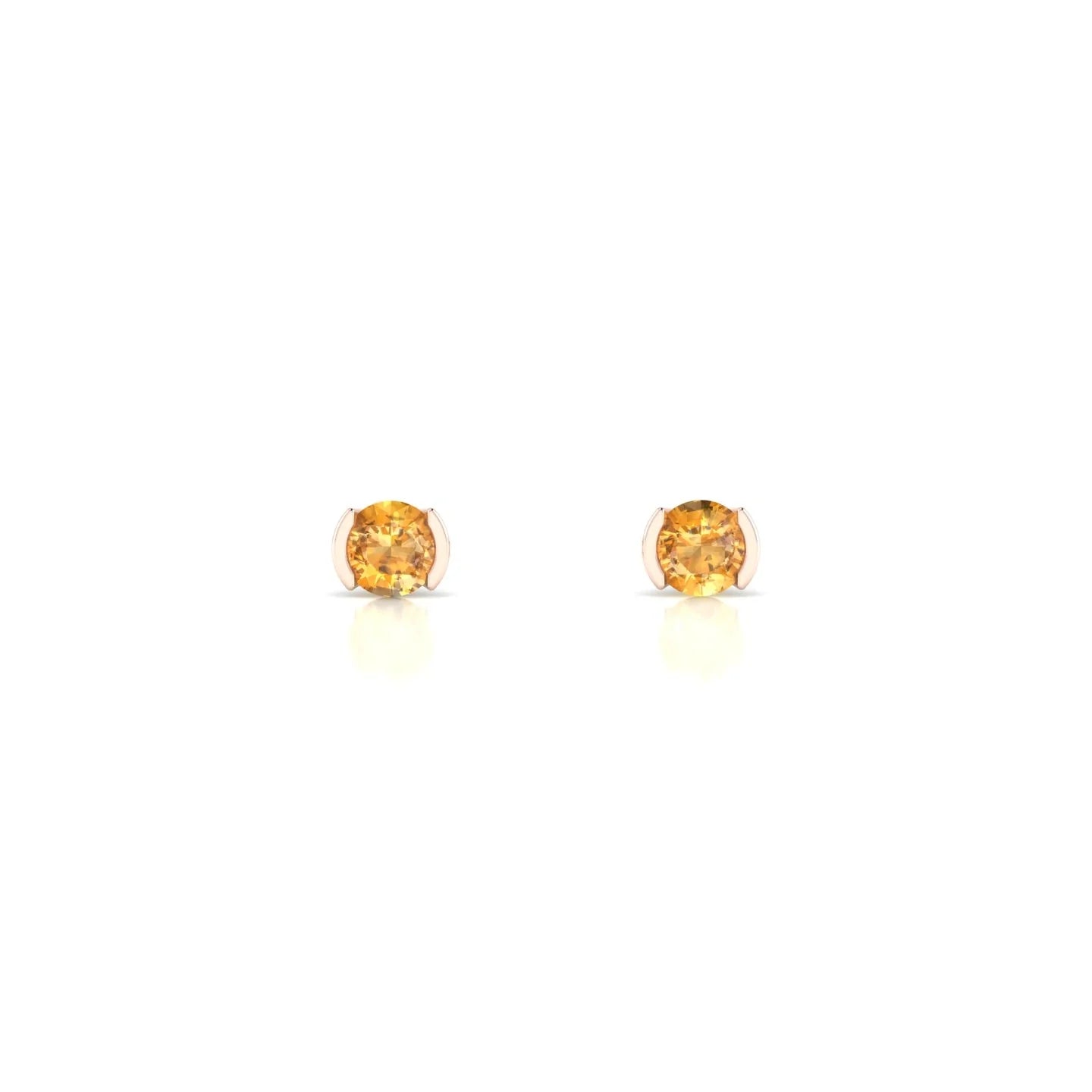 Suspense | 18k Rose Gold 3 mm Round Citrine Earrings