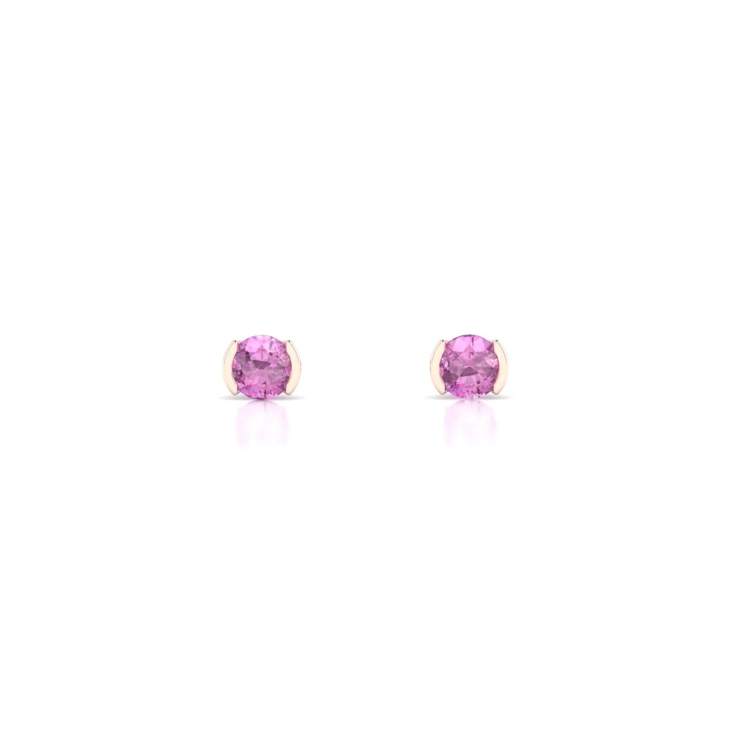 Suspense | 18k Rose Gold 3 mm Round Pink Sapphire Earrings