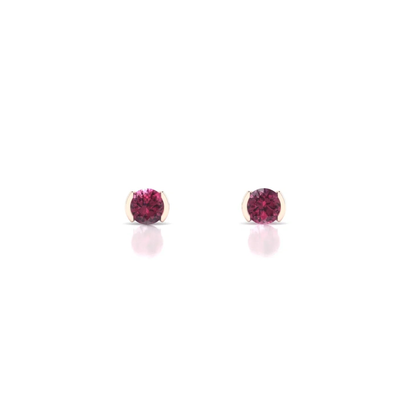 Suspense | 18k Rose Gold 3 mm Round Rhodolite Earrings