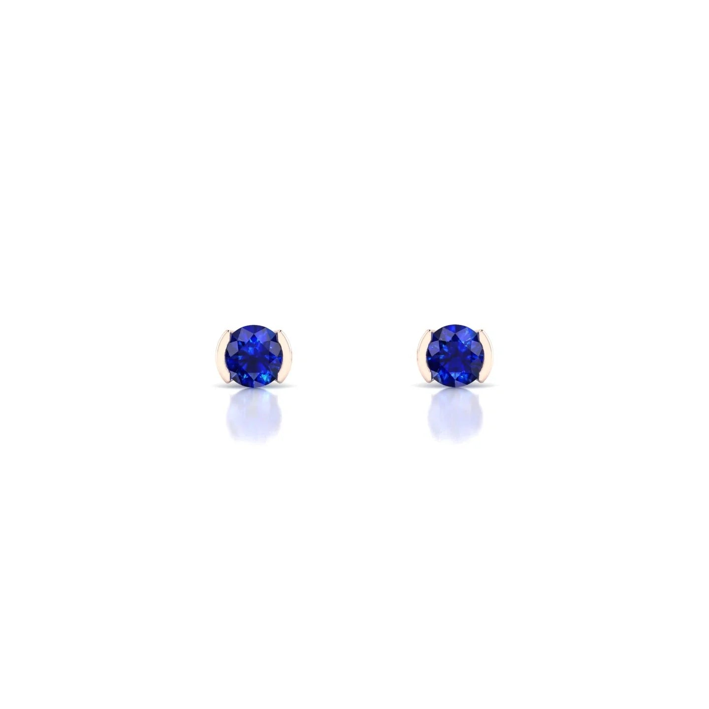 Suspense | 18k Rose Gold 3 mm Round Sapphire Earrings