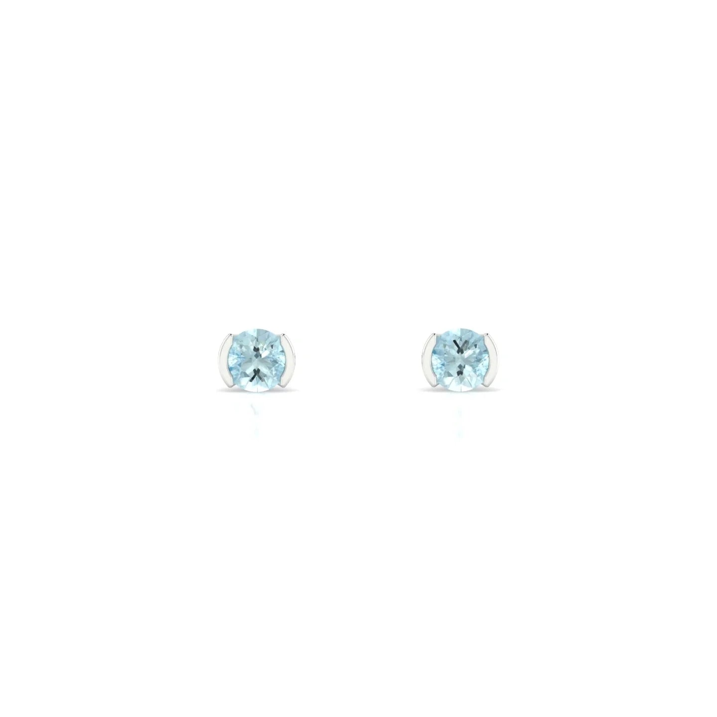 Suspense | 18k White Gold 3 mm Round Aquamarine Earrings