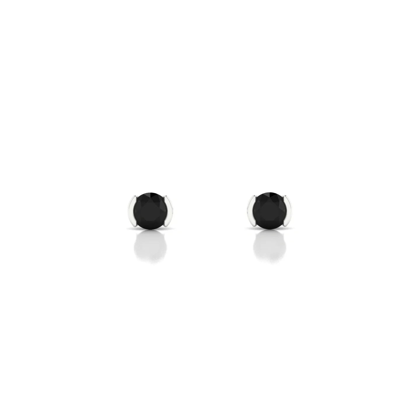 Suspense | 18k White Gold 3 mm Round Black Diamond Earrings