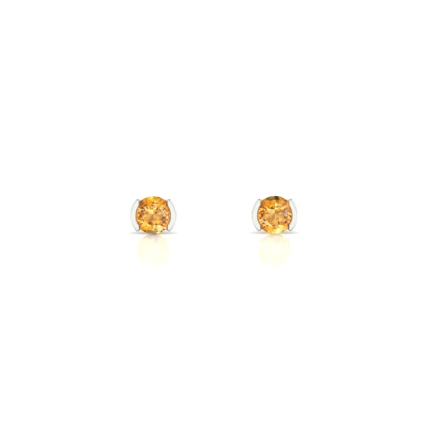 Suspense | 18k White Gold 3 mm Round Citrine Earrings