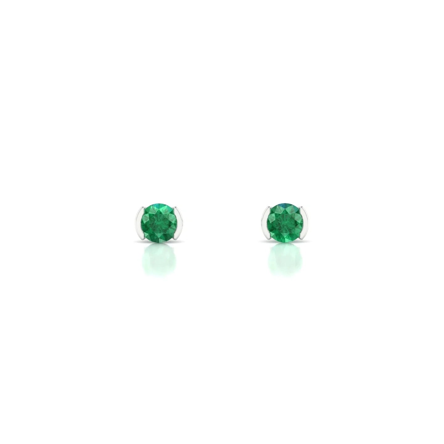 Suspense | 18k White Gold 3 mm Round Emerald Earrings