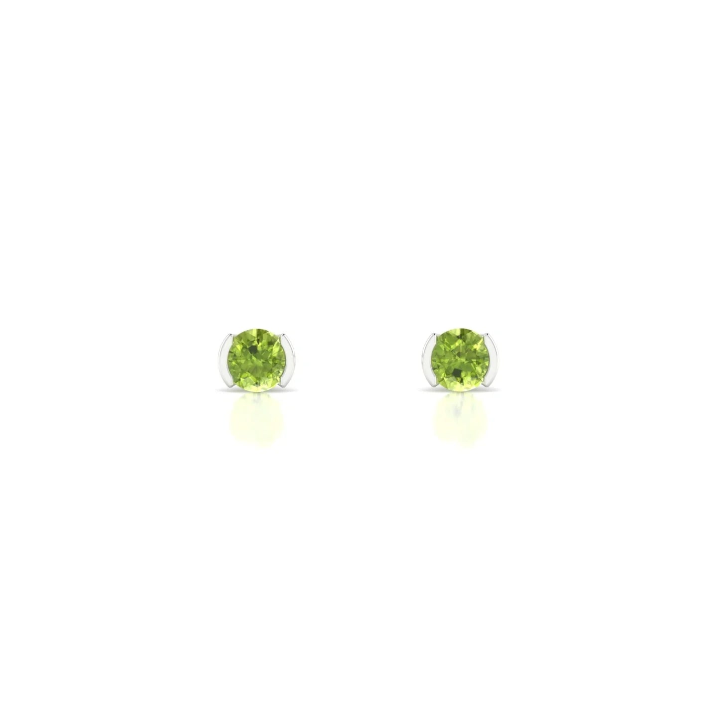 Suspense | 18k White Gold 3 mm Round Peridot Earrings