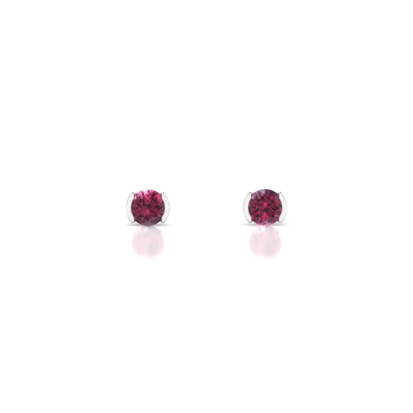 Suspense | 18k White Gold 3 mm Round Rhodolite Earrings