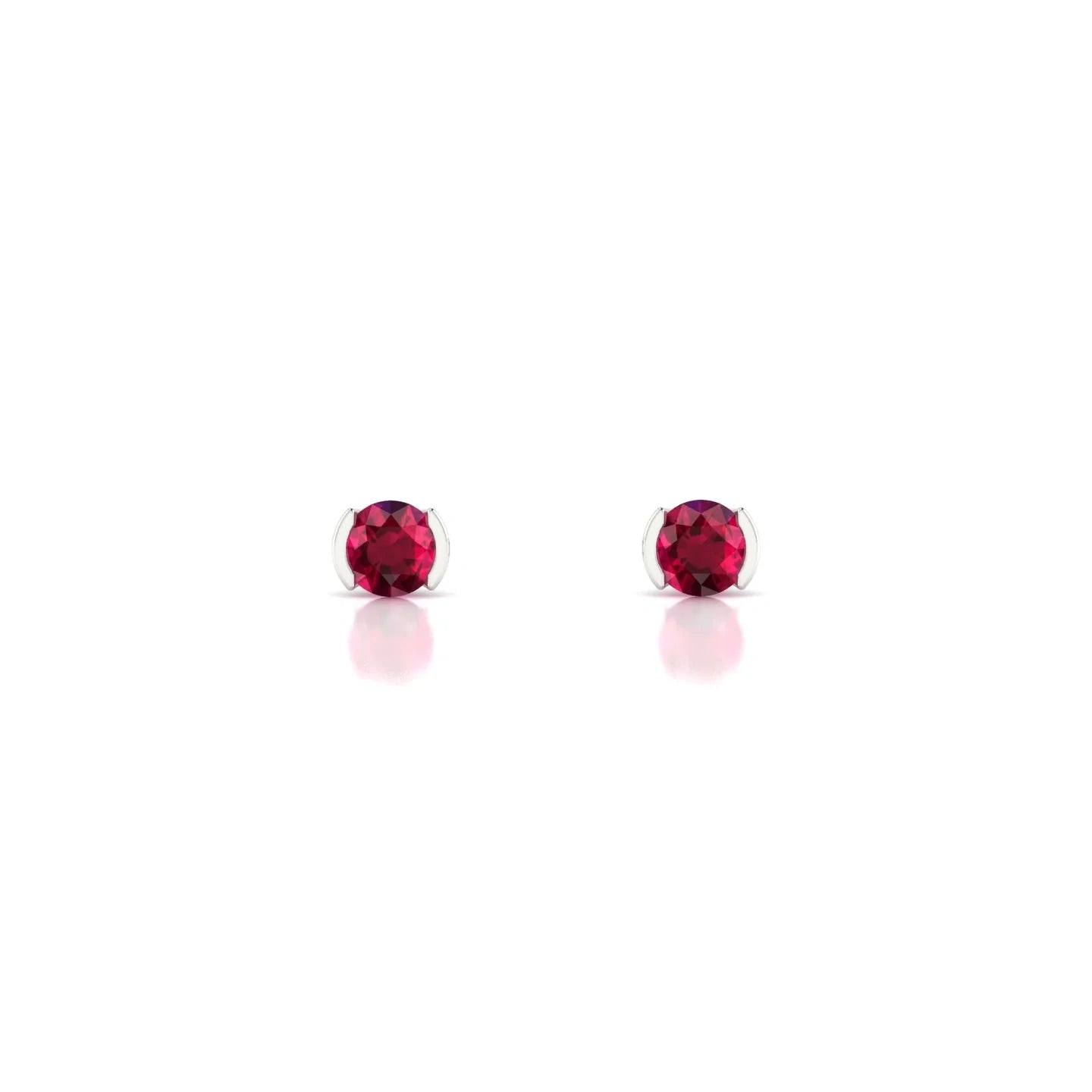Suspense | 18k White Gold 3 mm Round Ruby Earrings