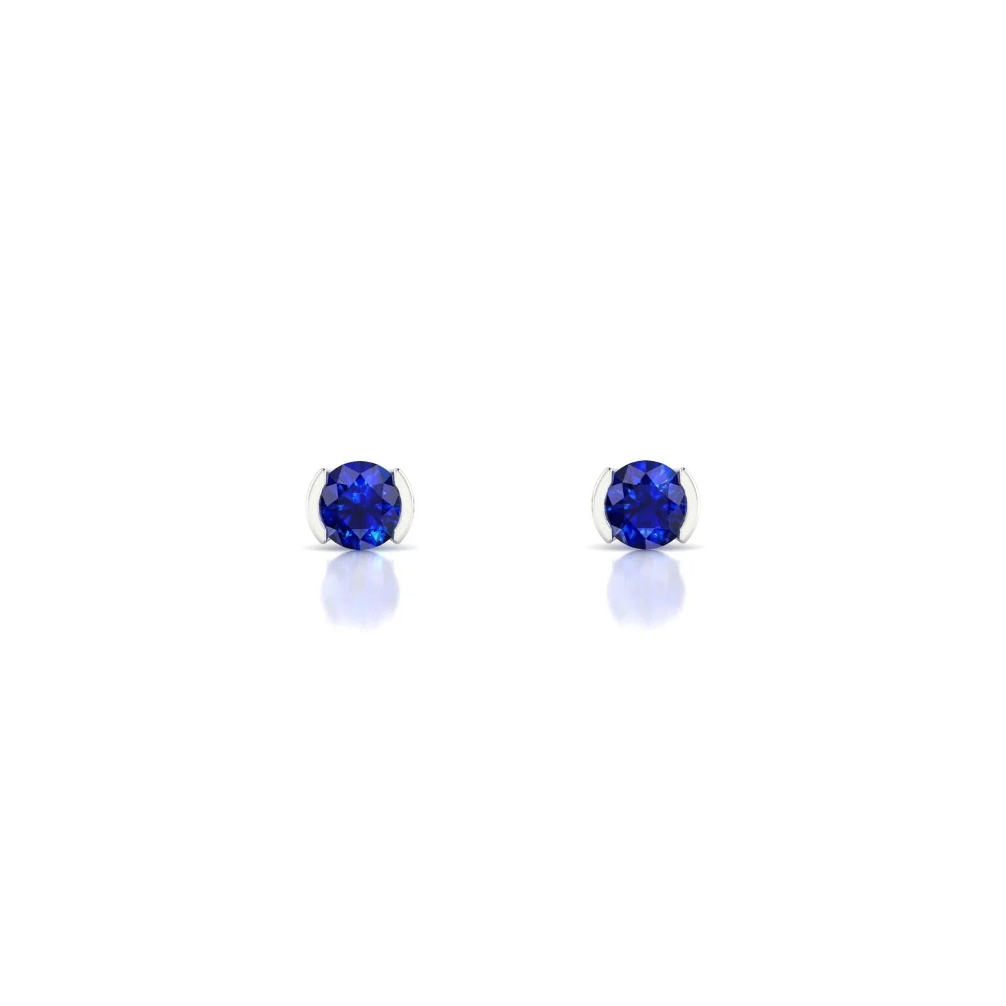Suspense | 18k White Gold 3 mm Round Sapphire Earrings