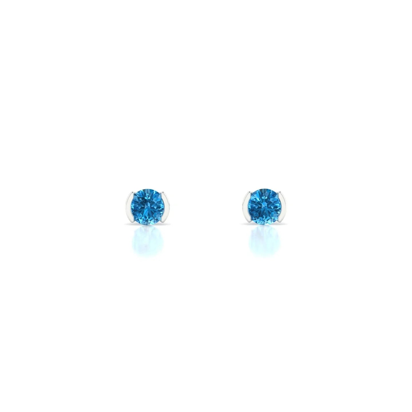 Suspense | 18k White Gold 3 mm Round Topaz Earrings