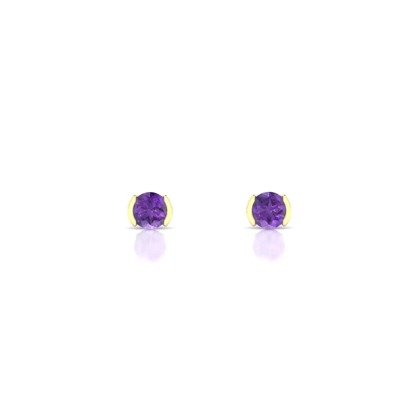Suspense | 18k Yellow Gold 3 mm Round Amethyst Earrings