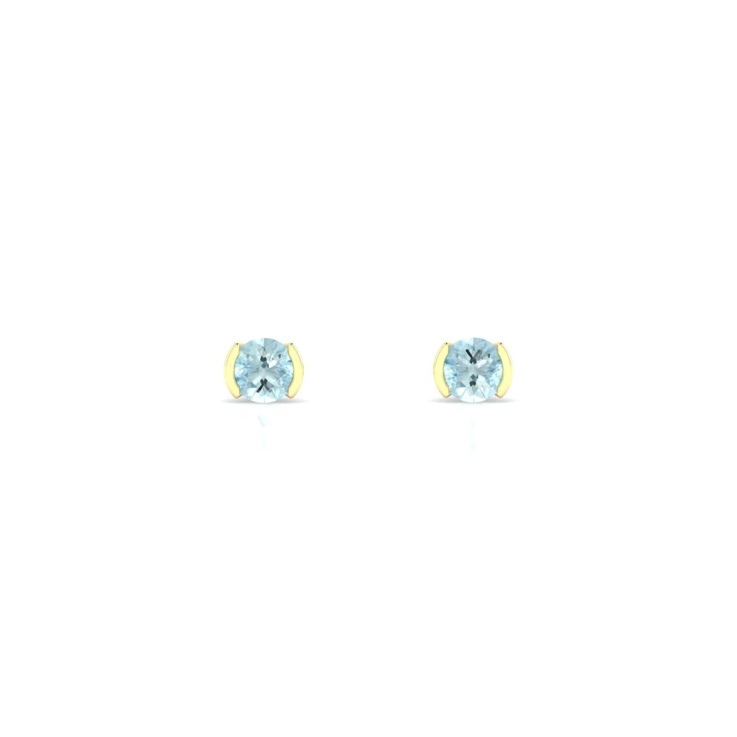 Suspense | 18k Yellow Gold 3 mm Round Aquamarine Earrings