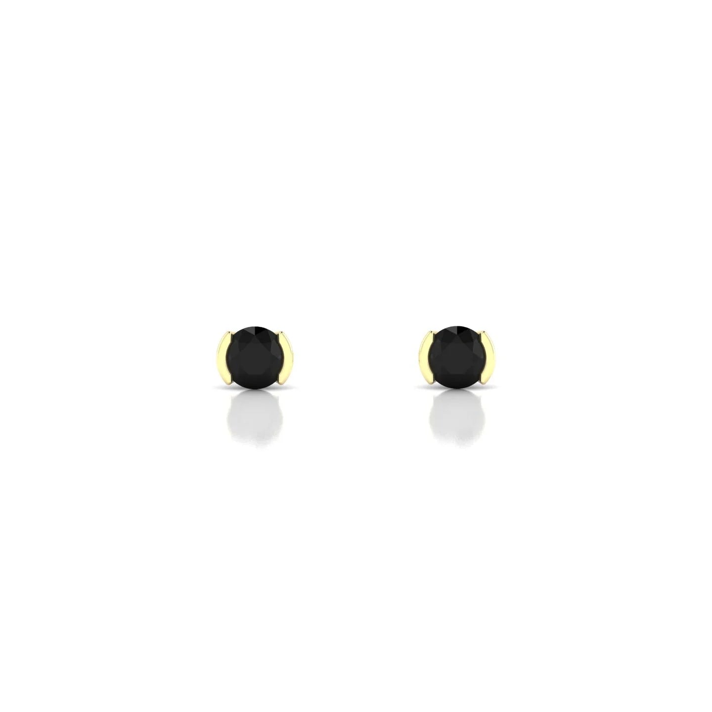 Suspense | 18k Yellow Gold 3 mm Round Black Diamond Earrings