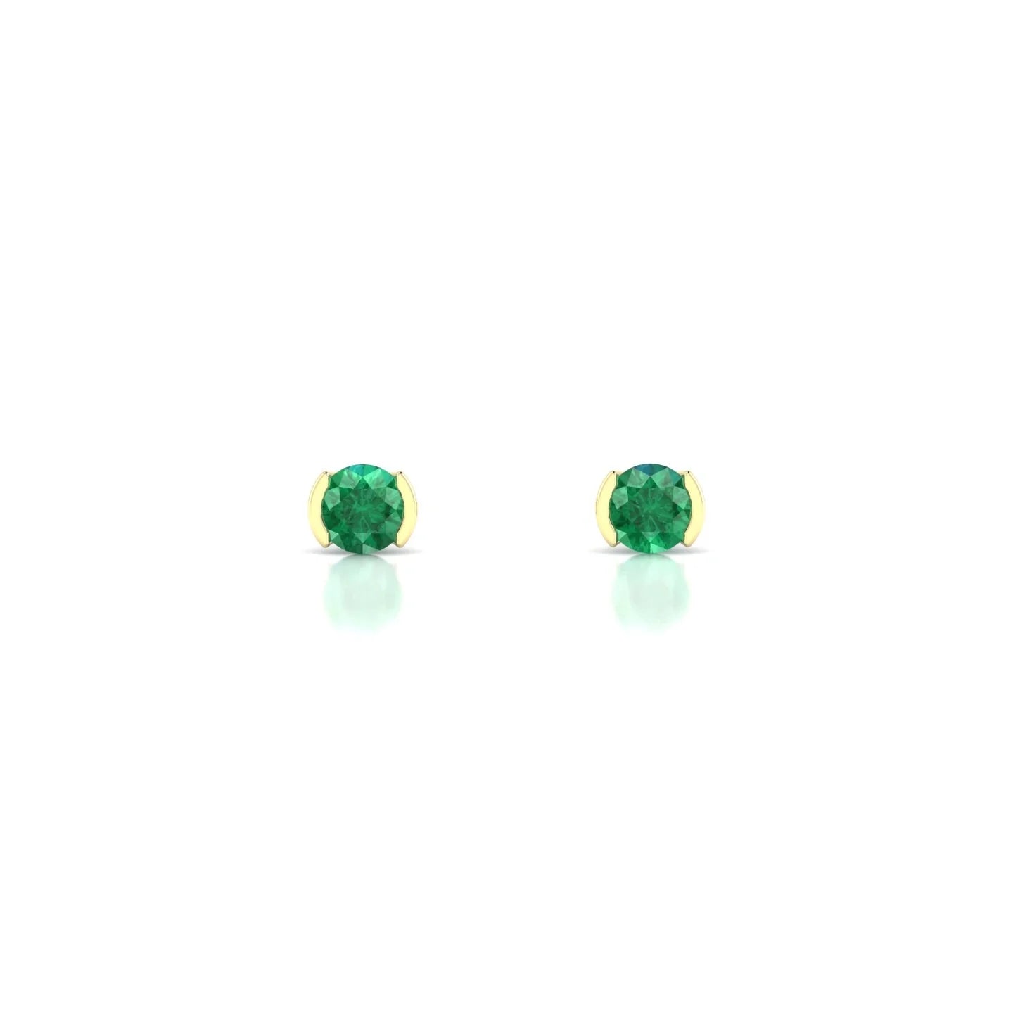 Suspense | 18k Yellow Gold 3 mm Round Emerald Earrings