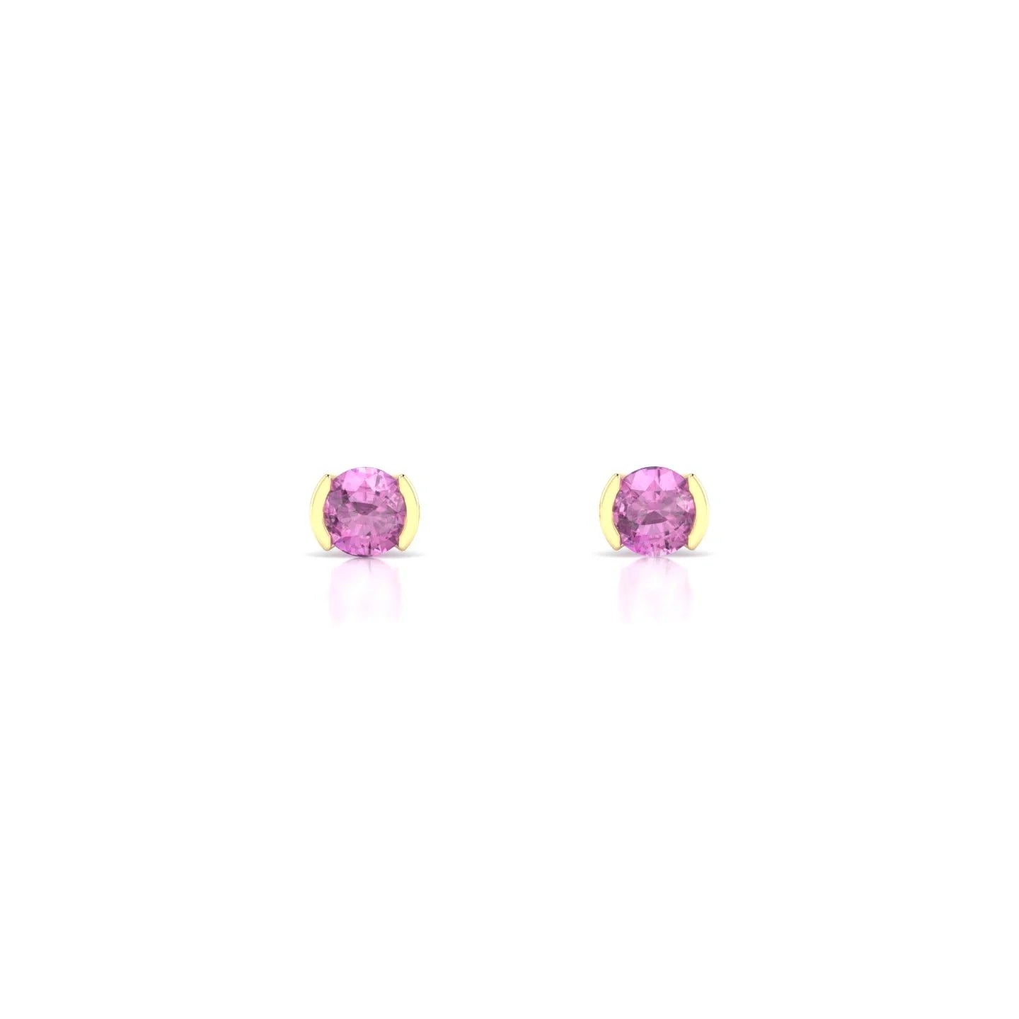 Suspense | 18k Yellow Gold 3 mm Round Pink Sapphire Earrings