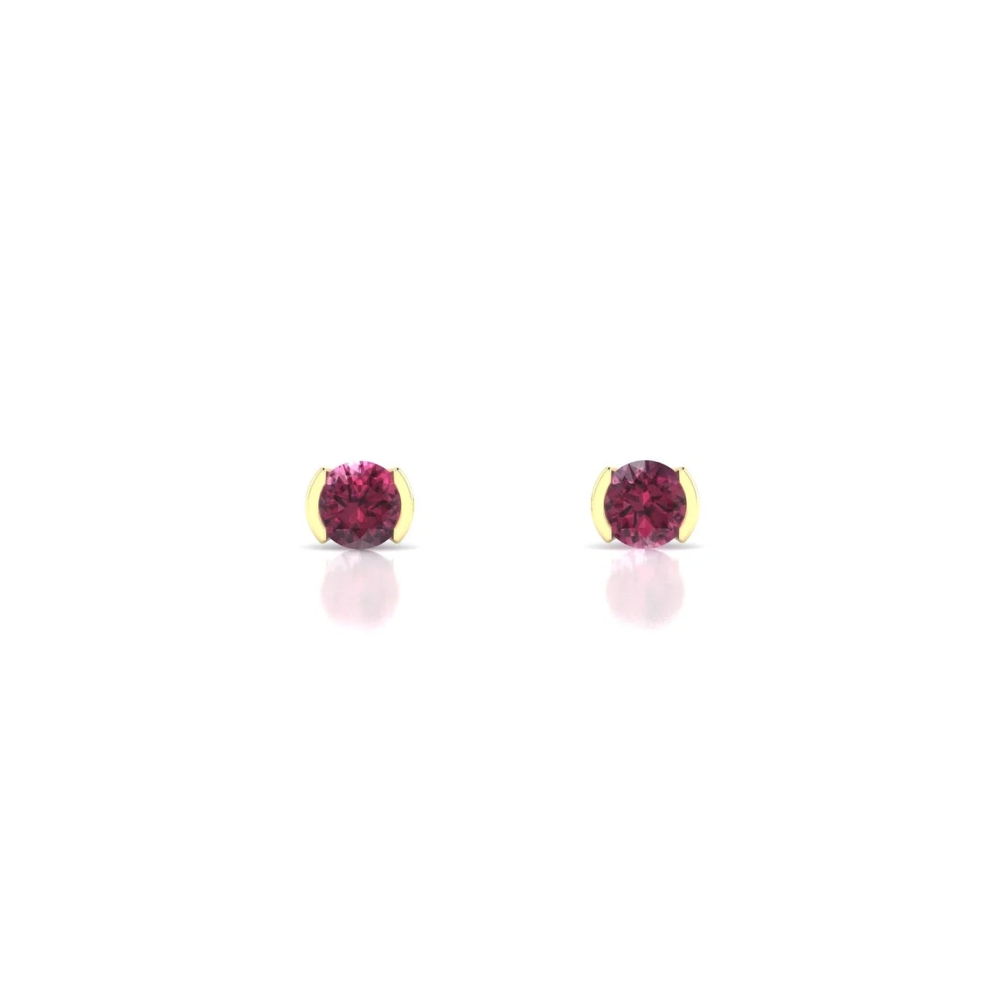 Suspense | 18k Yellow Gold 3 mm Round Rhodolite Earrings
