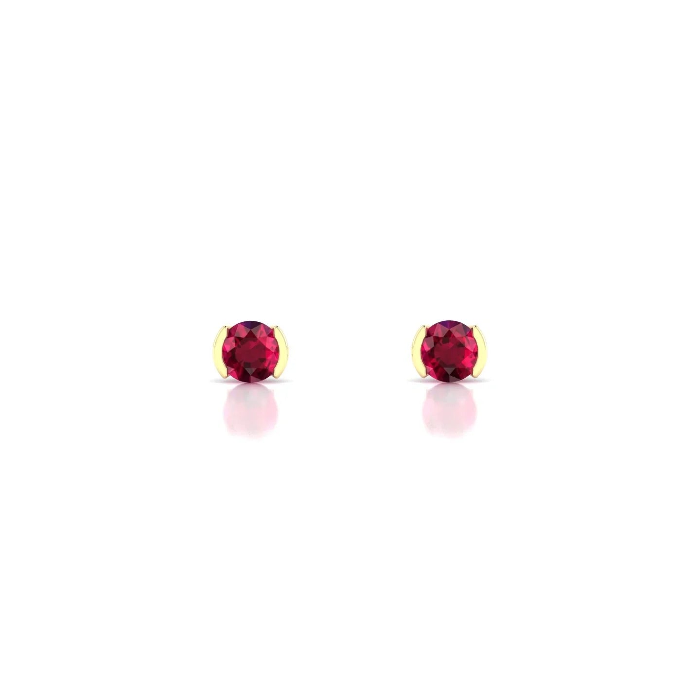 Suspense | 18k Yellow Gold 3 mm Round Ruby Earrings
