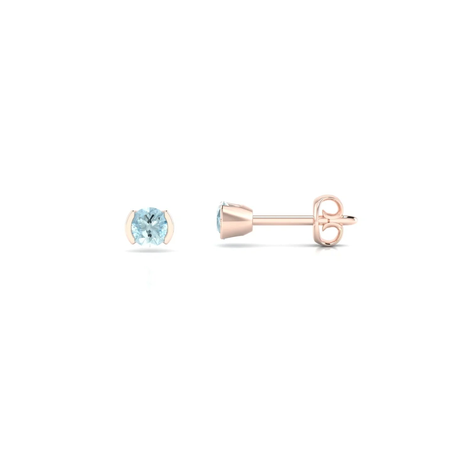 Suspense | 18k Rose Gold 3 mm Round Aquamarine Earrings