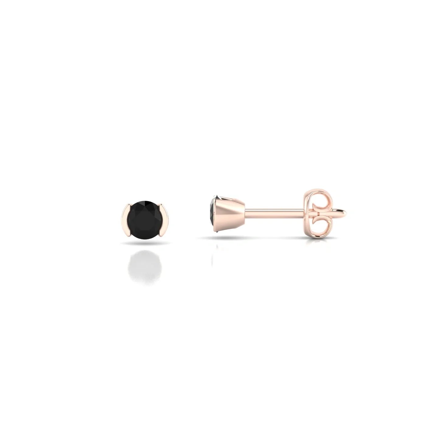 Suspense | 18k Rose Gold 3 mm Round Black Diamond Earrings