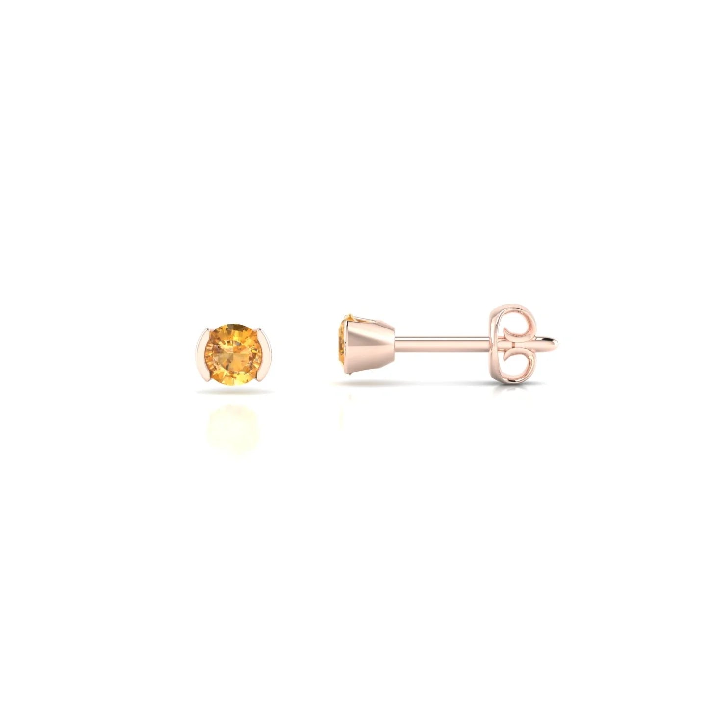 Suspense | 18k Rose Gold 3 mm Round Citrine Earrings