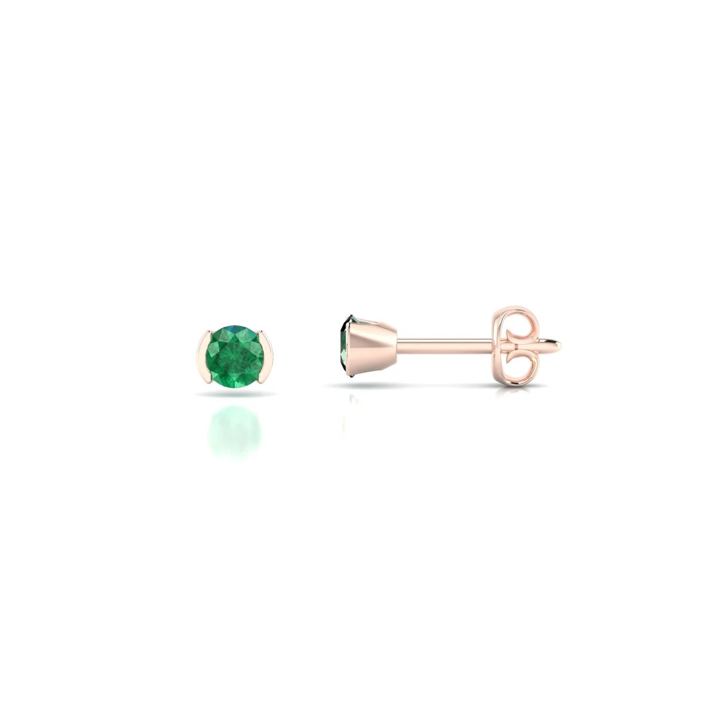 Suspense | 18k Rose Gold 3 mm Round Emerald Earrings