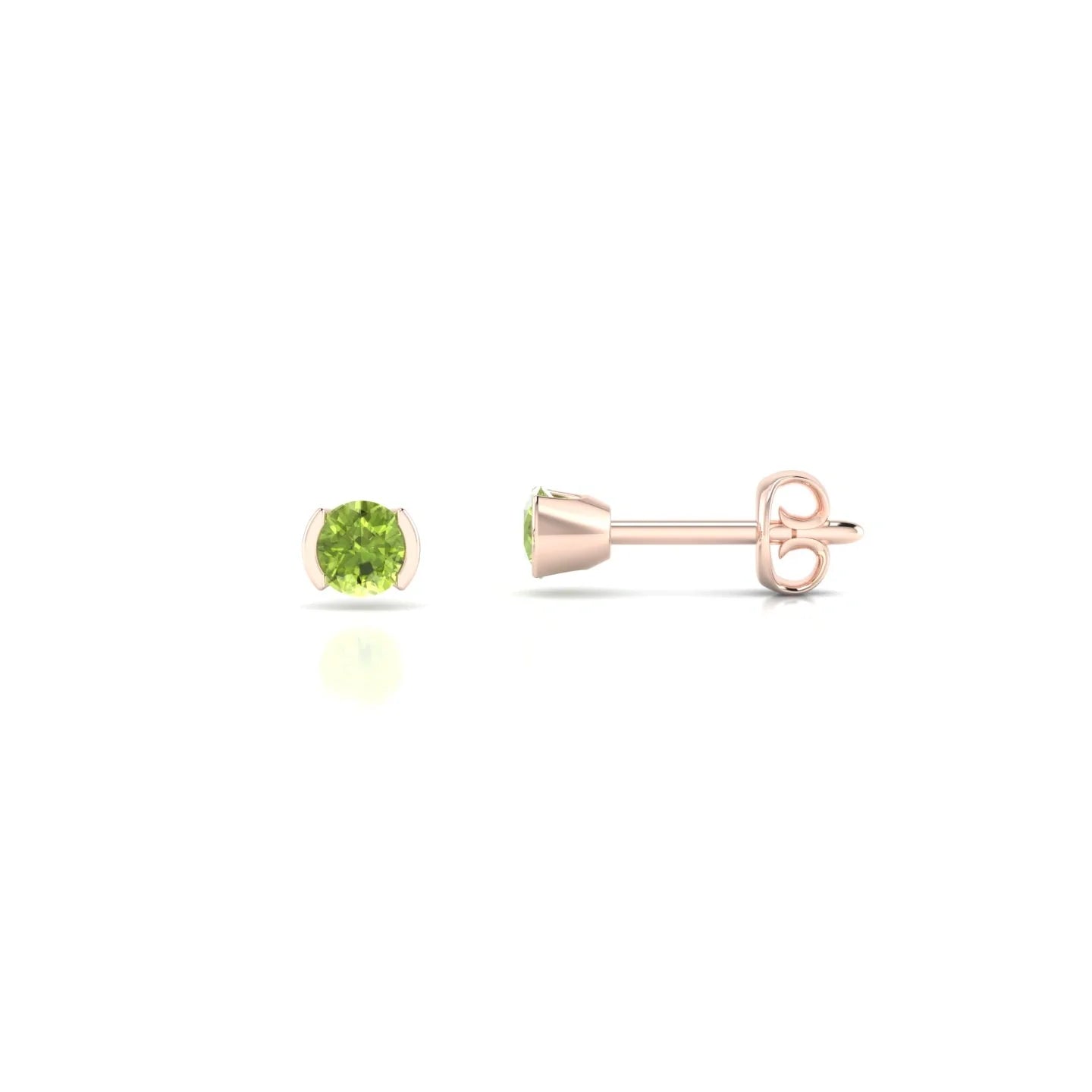 Suspense | 18k Rose Gold 3 mm Round Peridot Earrings