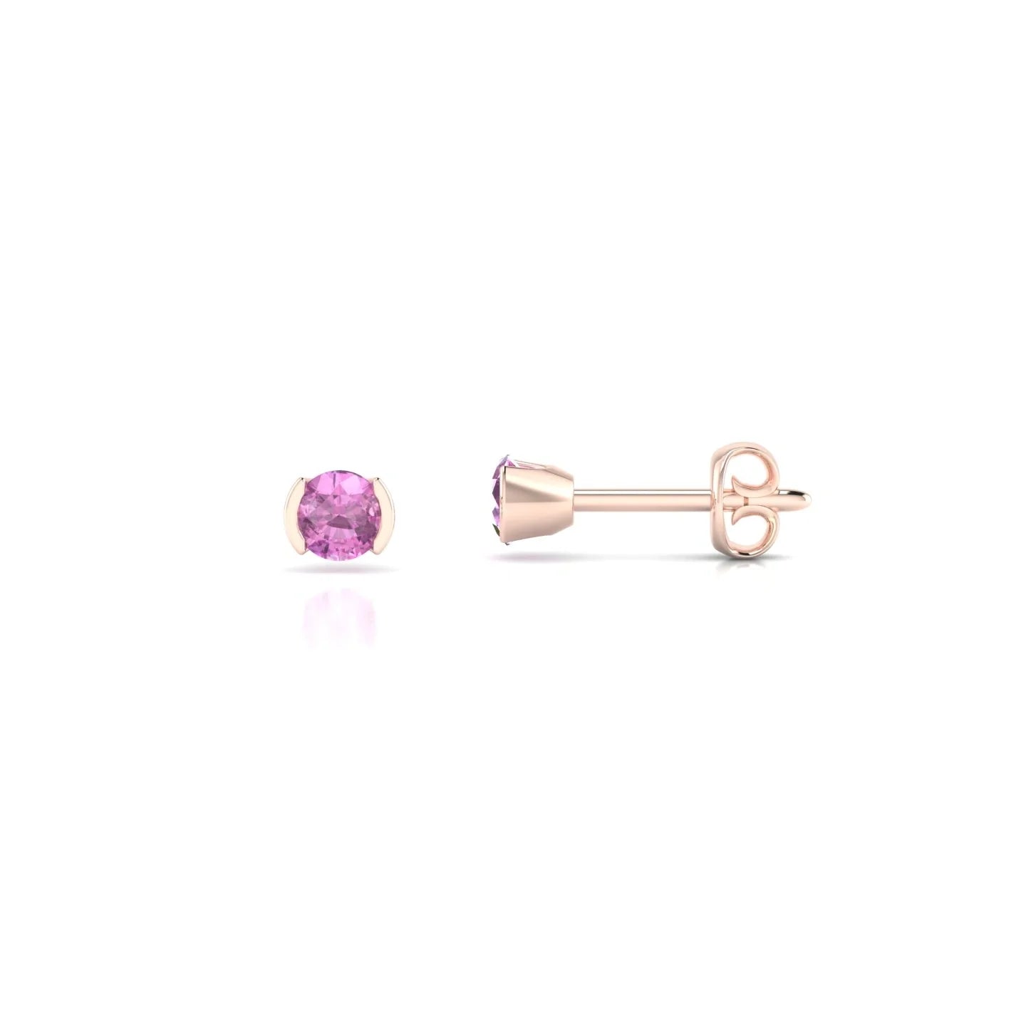 Suspense | 18k Rose Gold 3 mm Round Pink Sapphire Earrings