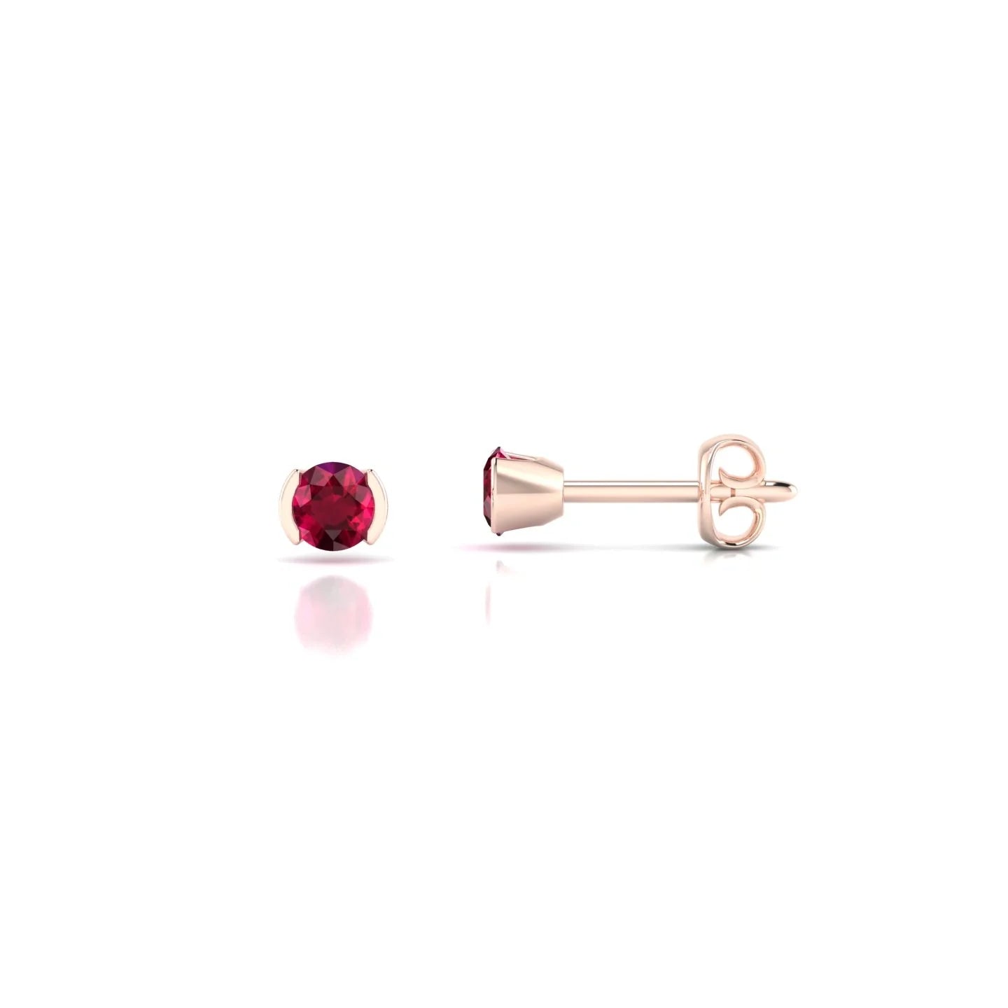 Suspense | 18k Rose Gold 3 mm Round Ruby Earrings