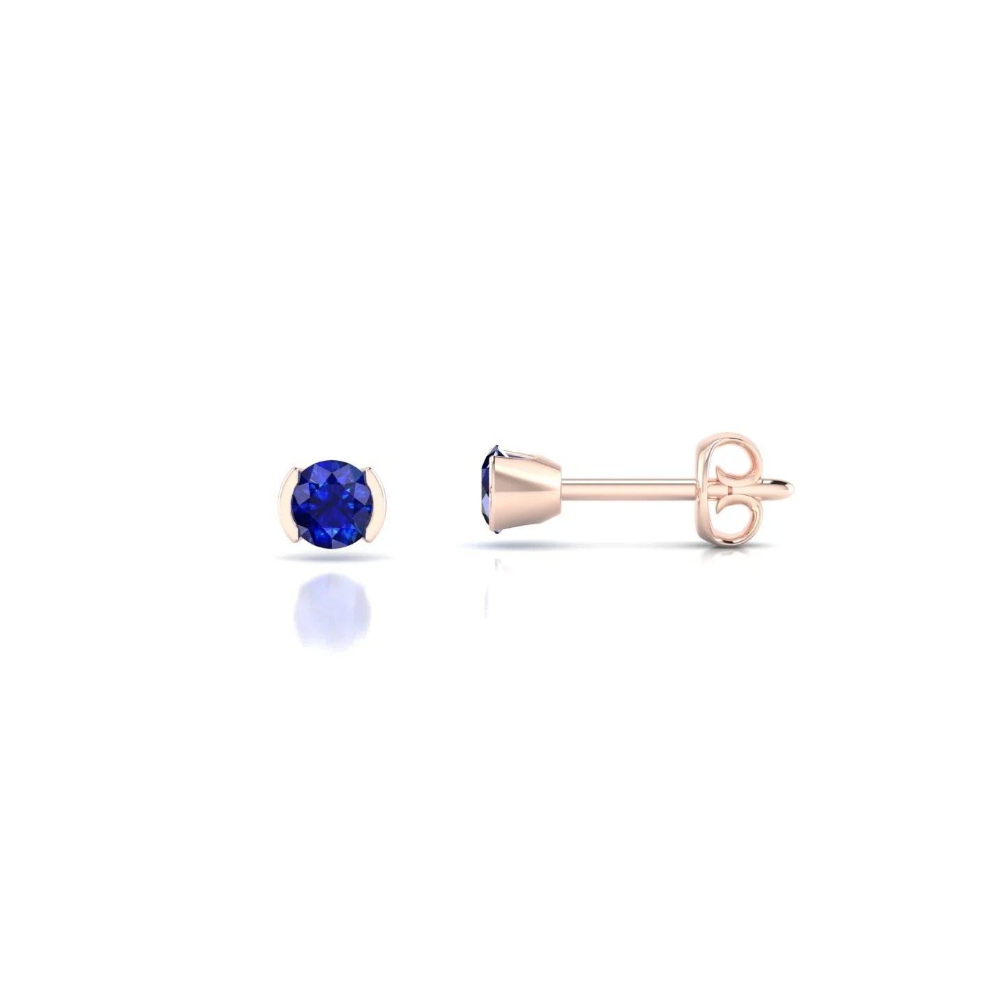 Suspense | 18k Rose Gold 3 mm Round Sapphire Earrings
