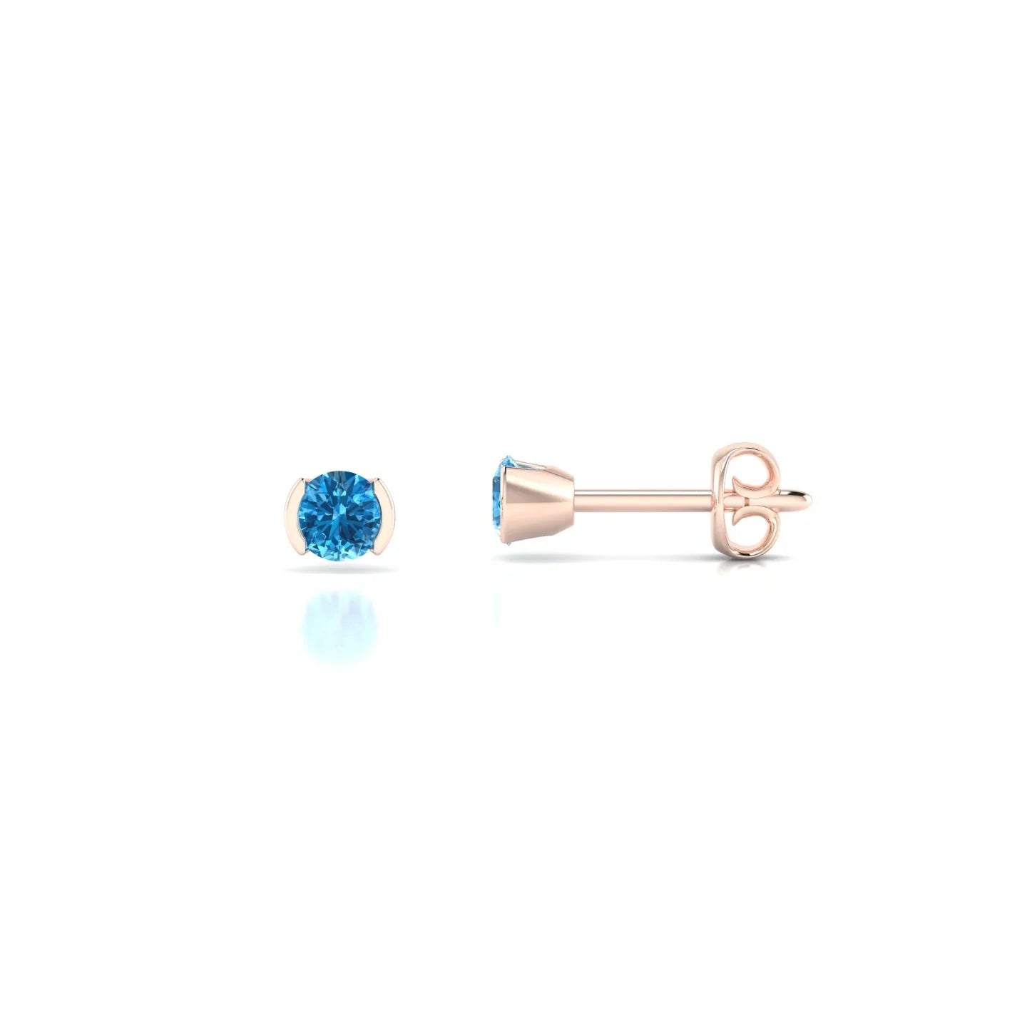 Suspense | 18k Rose Gold 3 mm Round Topaz Earrings