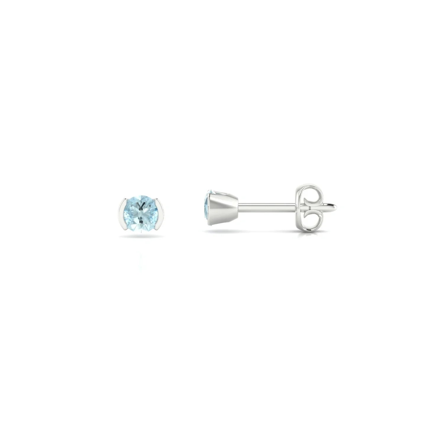 Suspense | 18k White Gold 3 mm Round Aquamarine Earrings