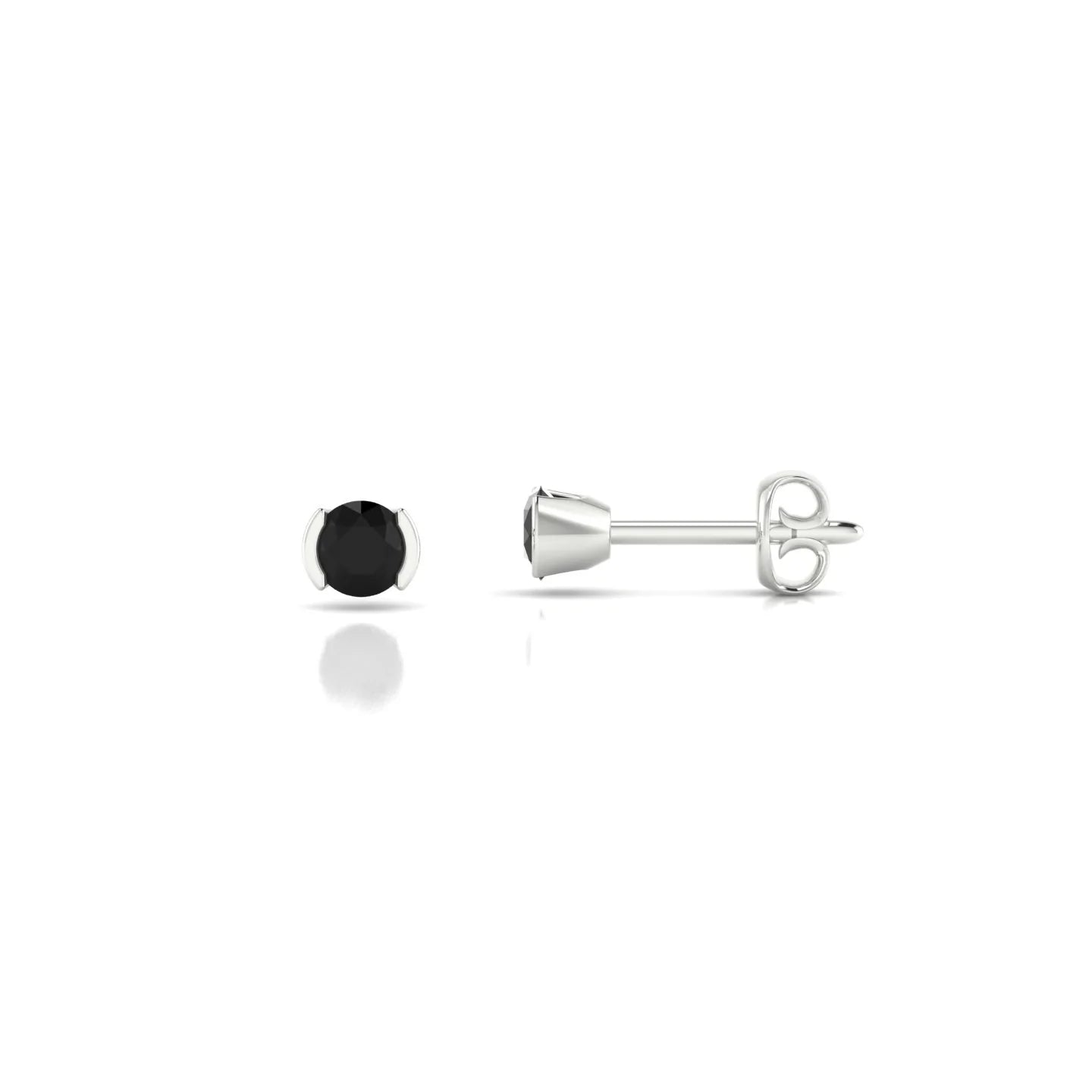 Suspense | 18k White Gold 3 mm Round Black Diamond Earrings