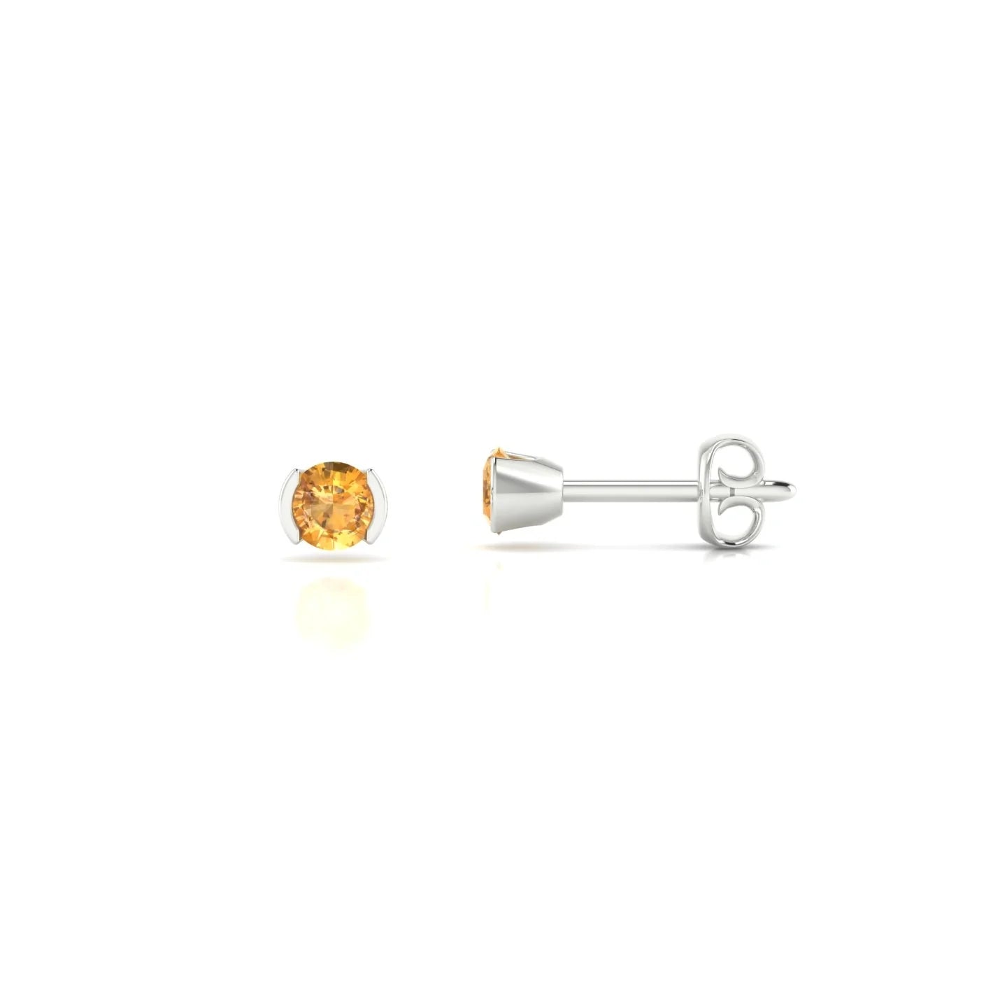 Suspense | 18k White Gold 3 mm Round Citrine Earrings