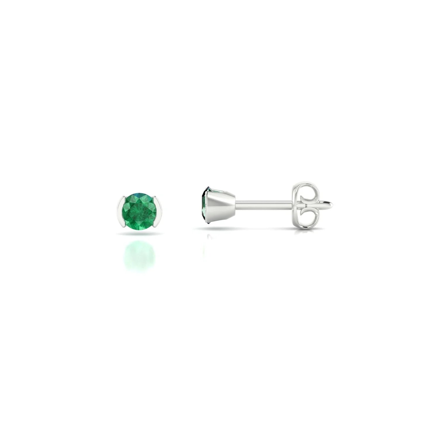Suspense | 18k White Gold 3 mm Round Emerald Earrings