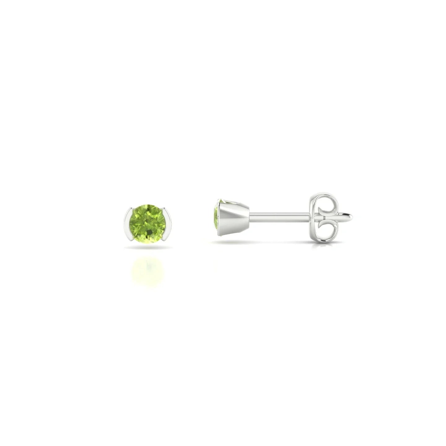 Suspense | 18k White Gold 3 mm Round Peridot Earrings