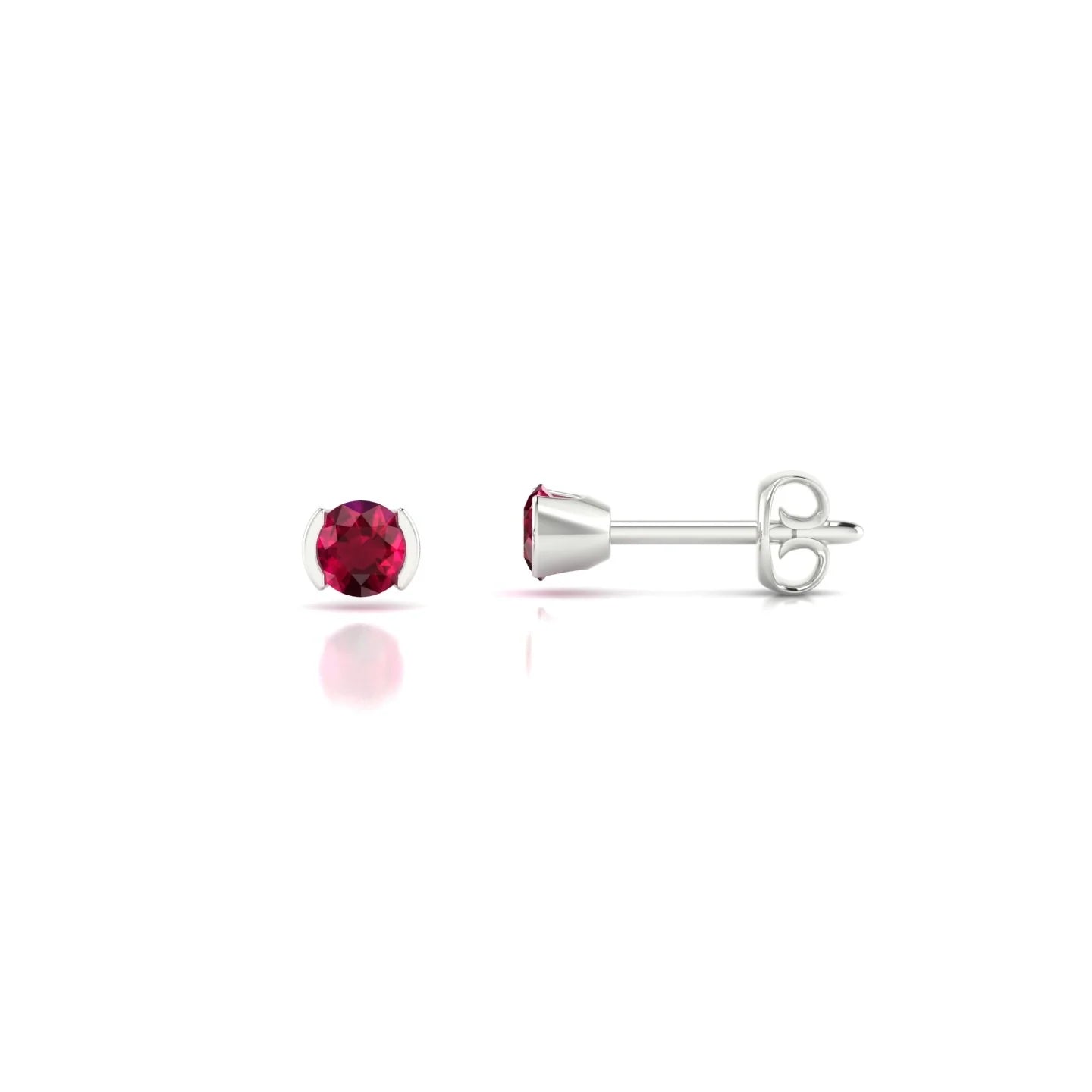 Suspense | 18k White Gold 3 mm Round Ruby Earrings