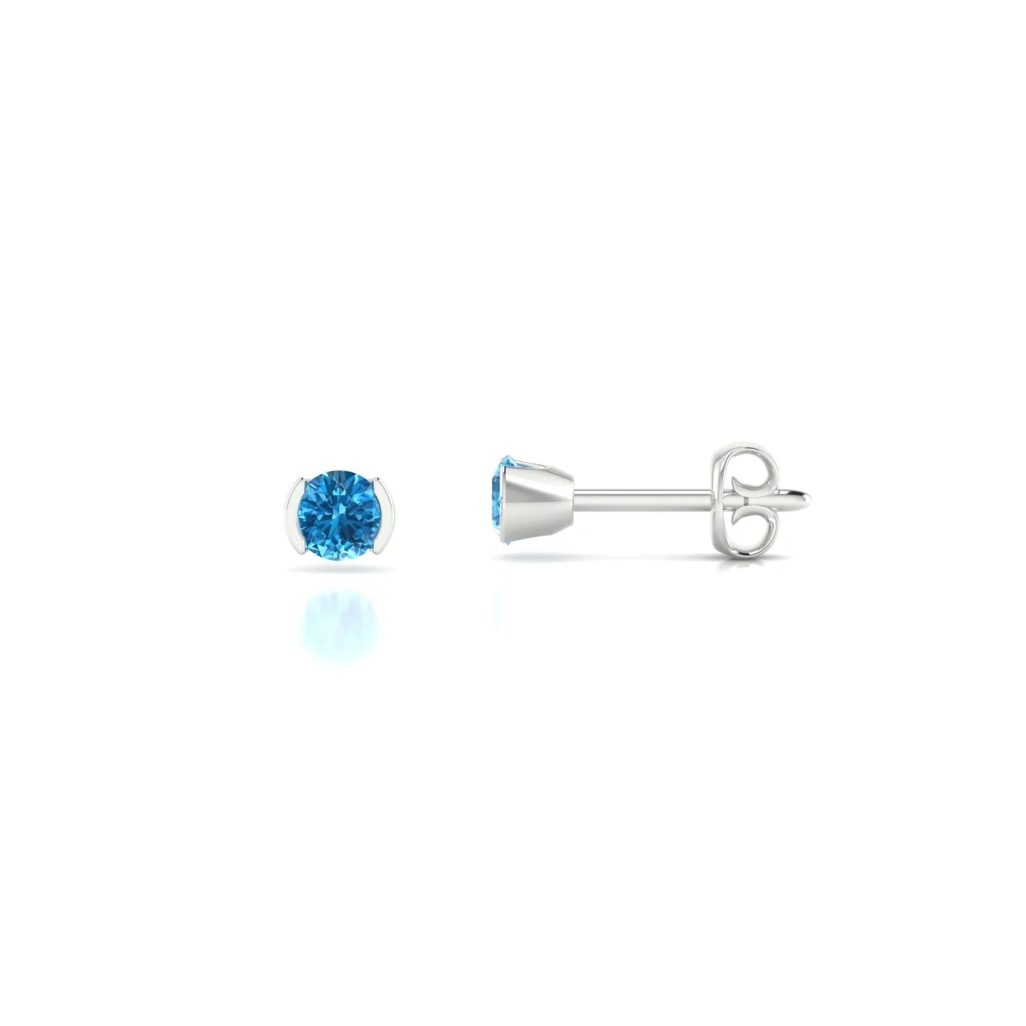 Suspense | 18k White Gold 3 mm Round Topaz Earrings