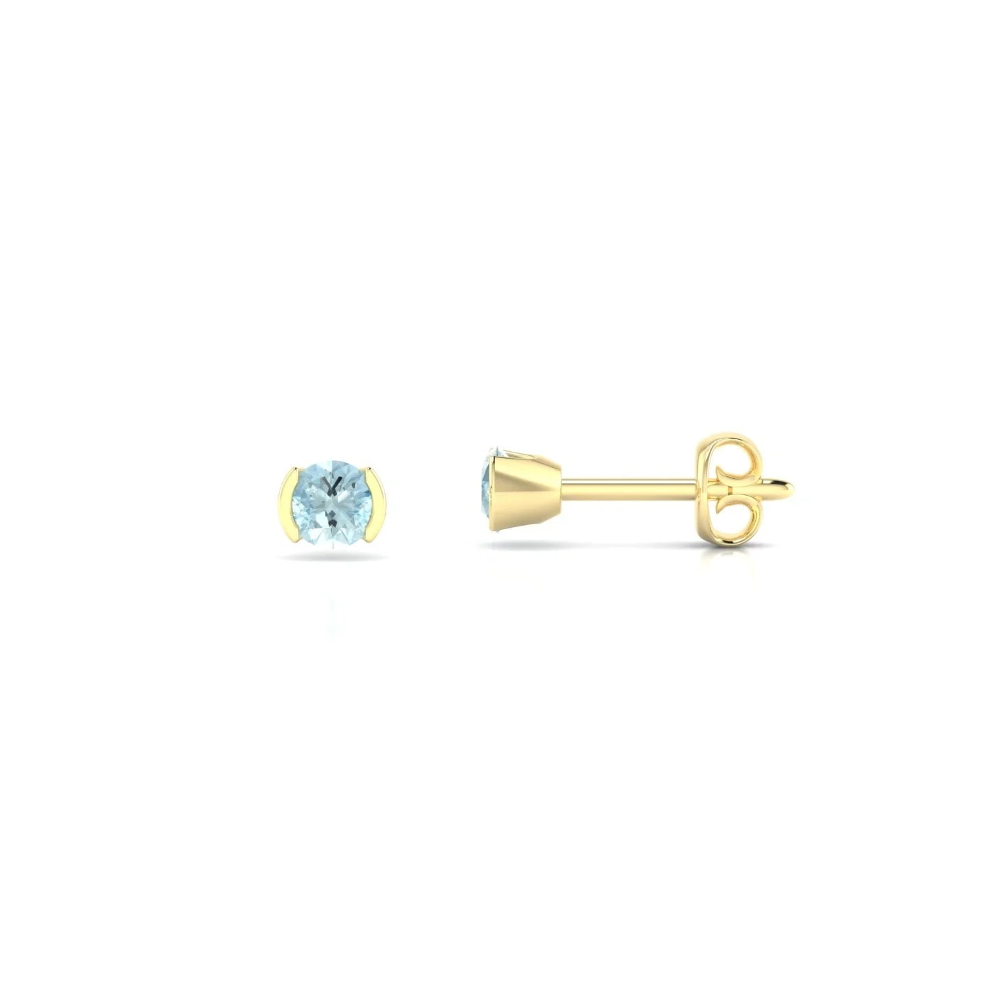 Suspense | 18k Yellow Gold 3 mm Round Aquamarine Earrings