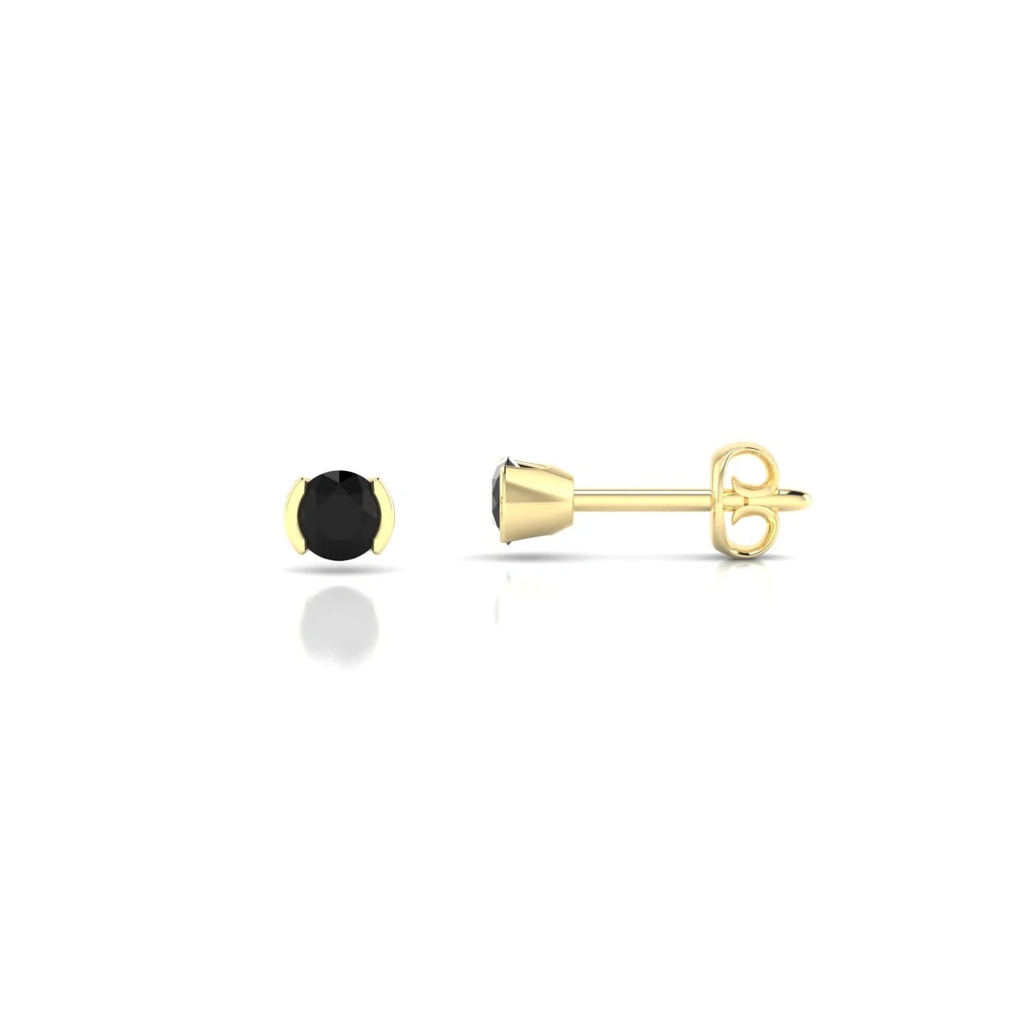 Suspense | 18k Yellow Gold 3 mm Round Black Diamond Earrings