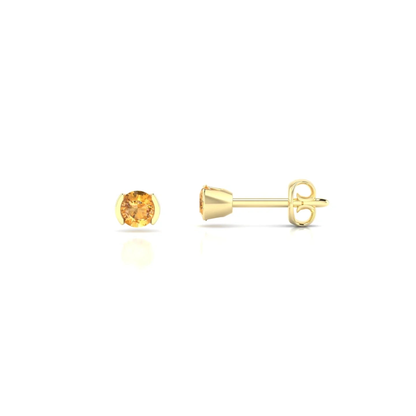 Suspense | 18k Yellow Gold 3 mm Round Citrine Earrings