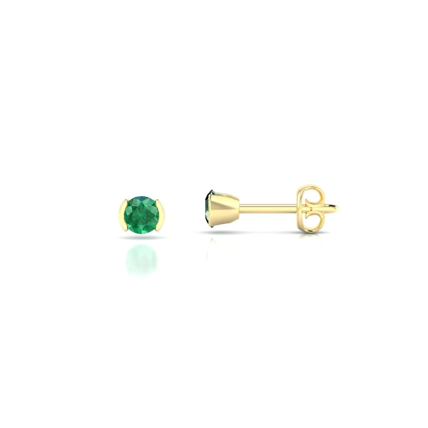Suspense | 18k Yellow Gold 3 mm Round Emerald Earrings