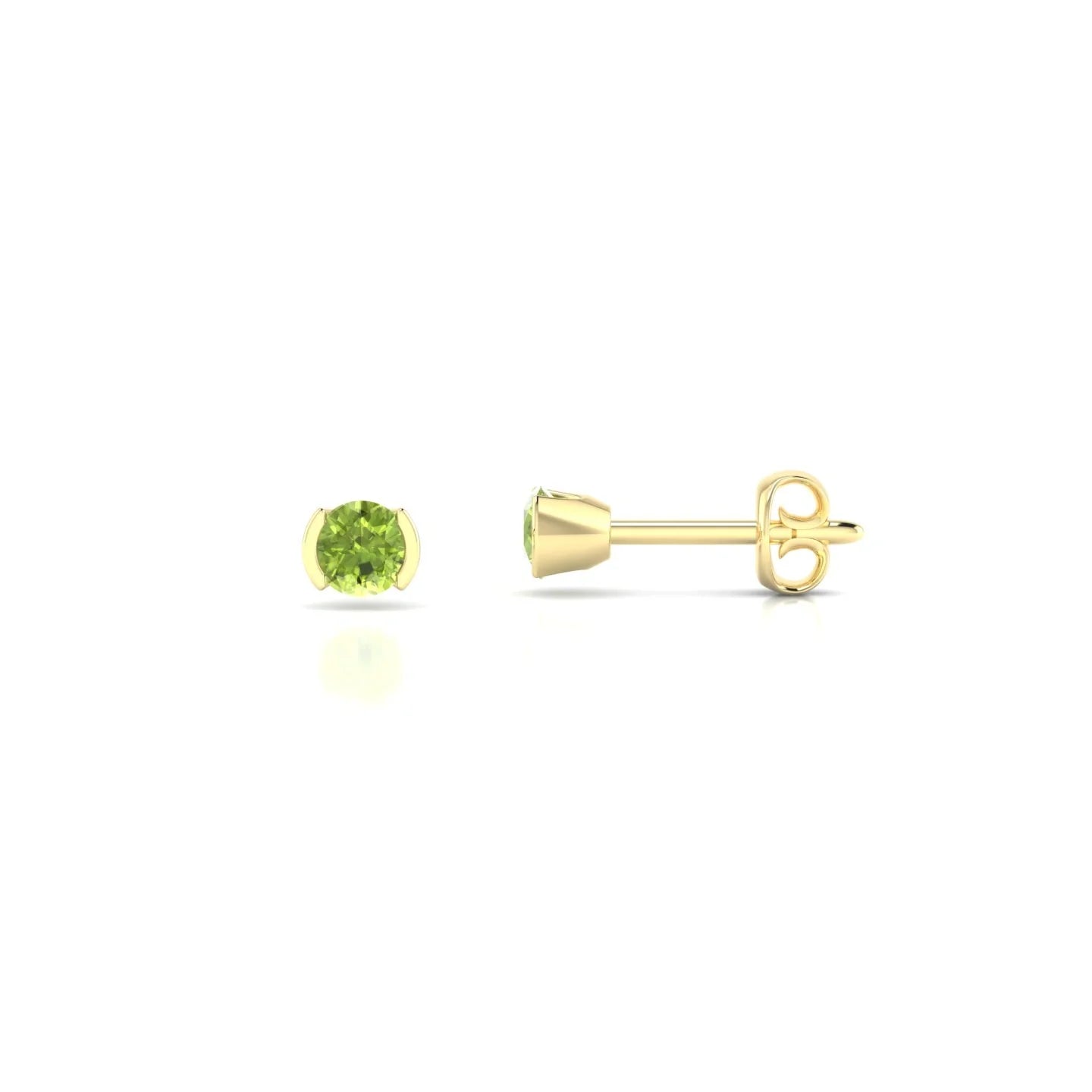 Suspense | 18k Yellow Gold 3 mm Round Peridot Earrings