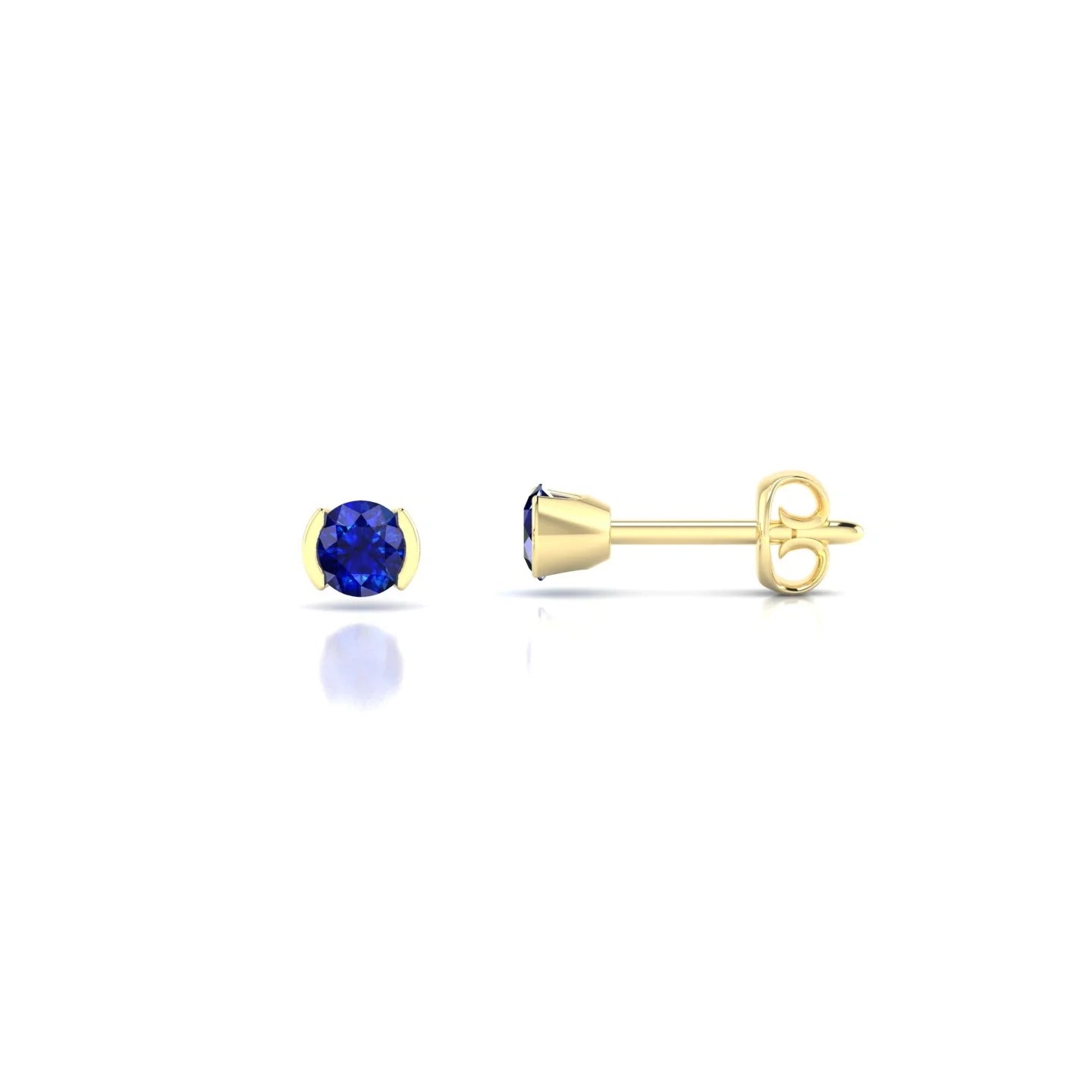 Suspense | 18k Yellow Gold 3 mm Round Sapphire Earrings