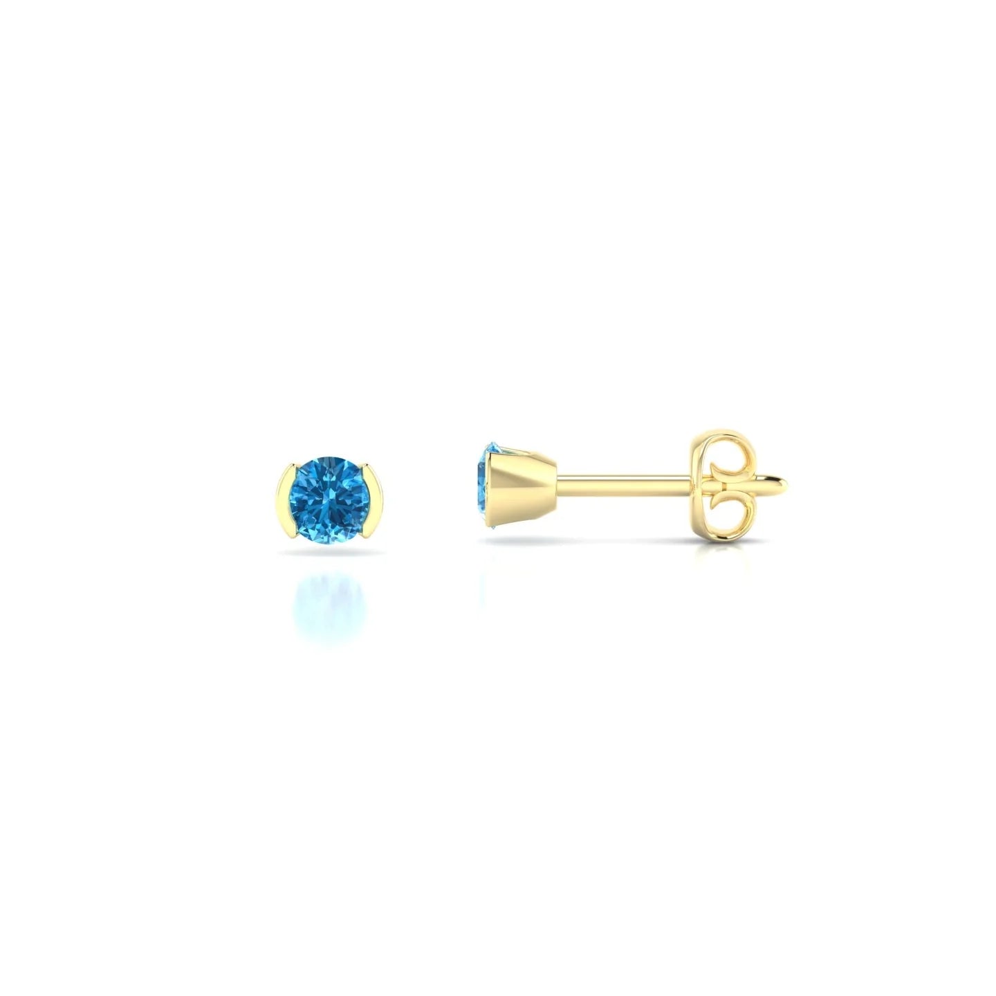 Suspense | 18k Yellow Gold 3 mm Round Topaz Earrings